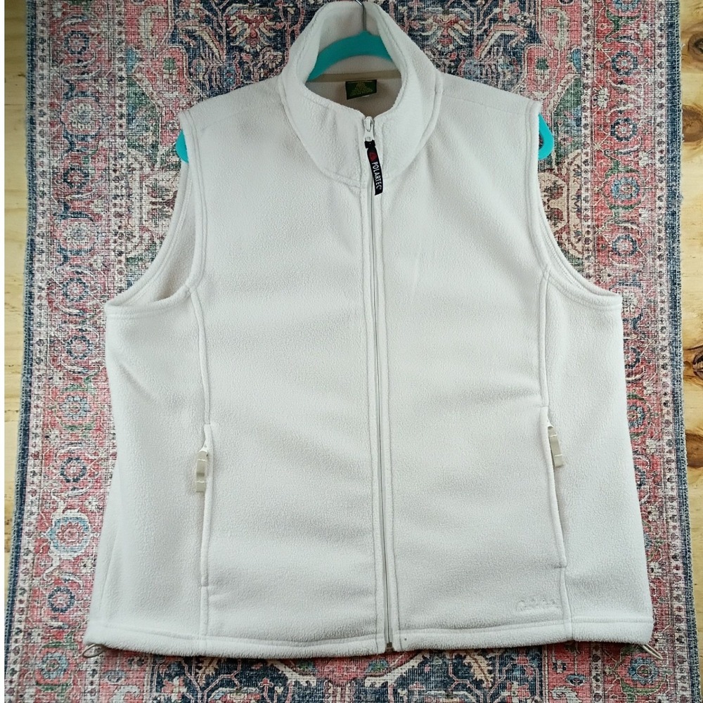 Cabela's Fleece Vest Womens 2XL White Polartec Full Zip Sleeveless Jacket 3231